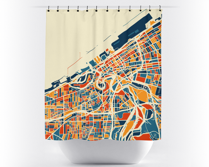 Cleveland Map Shower Curtain - usa Shower Curtain - Chroma Series