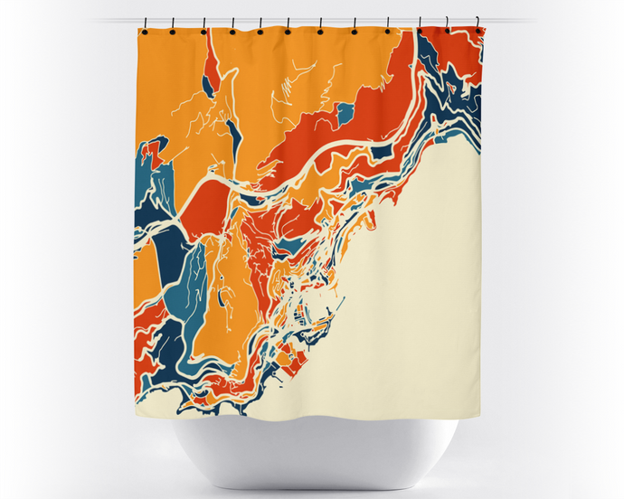Monaco Map Shower Curtain - monaco Shower Curtain - Chroma Series