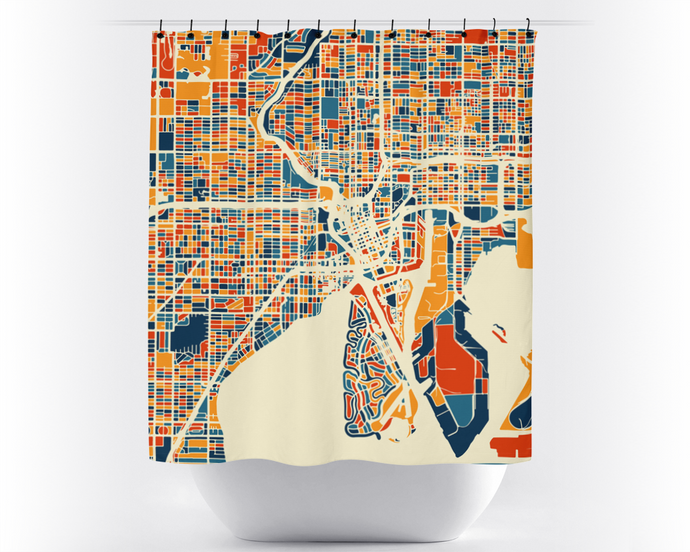 Tampa Map Shower Curtain - usa Shower Curtain - Chroma Series