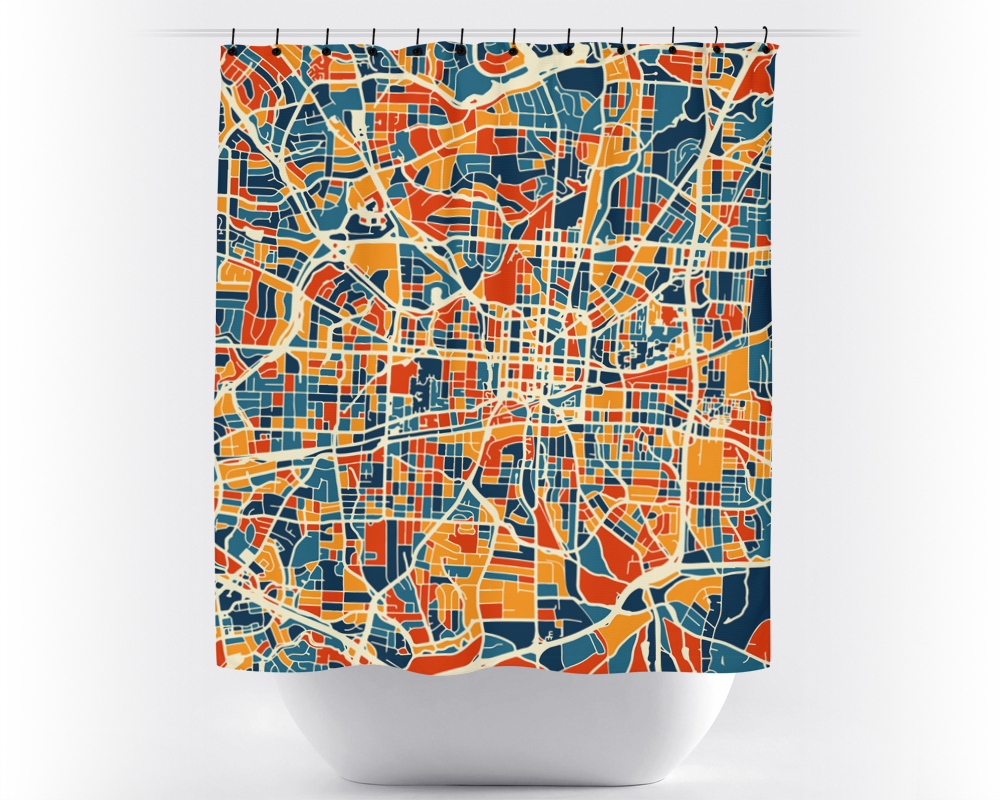 Greensboro Map Shower Curtain - usa Shower Curtain - Chroma Series