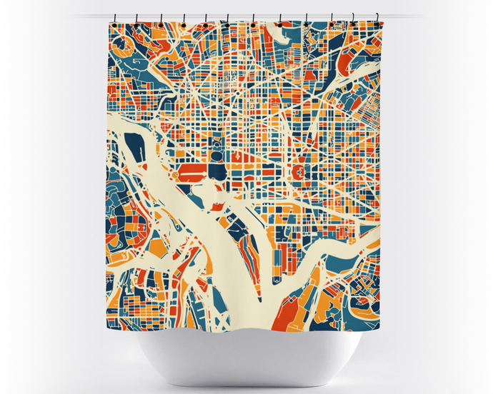 Washington DC Map Shower Curtain - usa Shower Curtain - Chroma Series