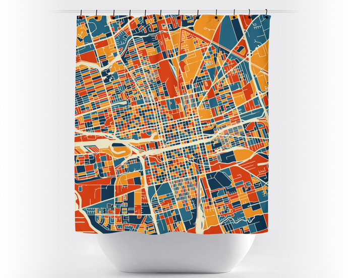 Stockton Map Shower Curtain - usa Shower Curtain - Chroma Series