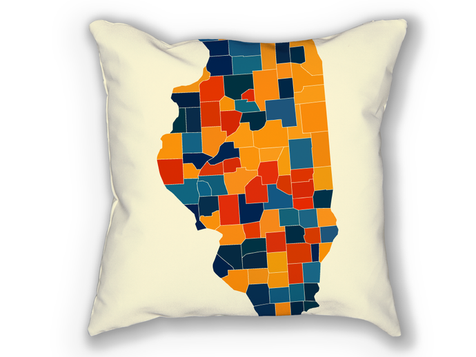 Illinois Map Pillow - IL Map Pillow 18x18