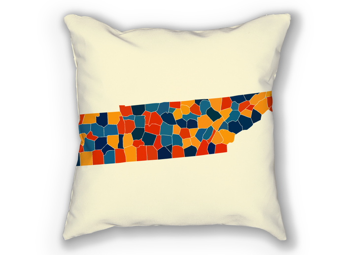 Tennessee Map Pillow - TN Map Pillow 18x18