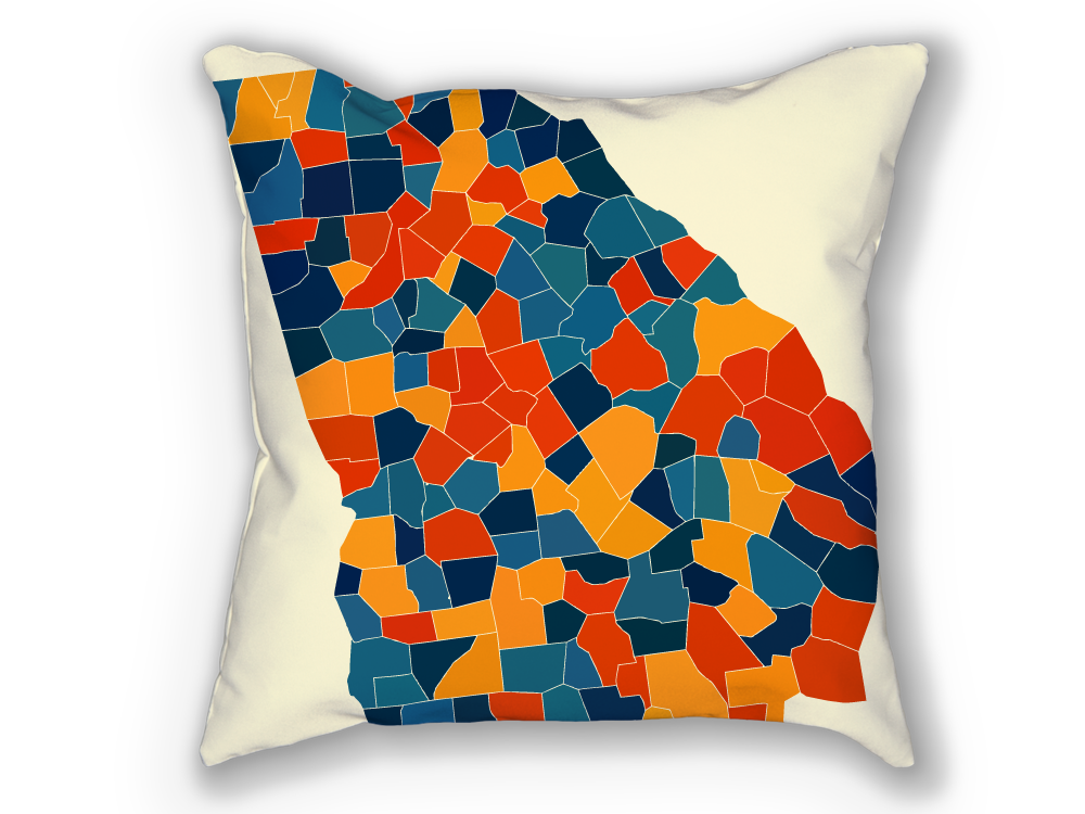 Georgia Map Pillow - GA Map Pillow 18x18