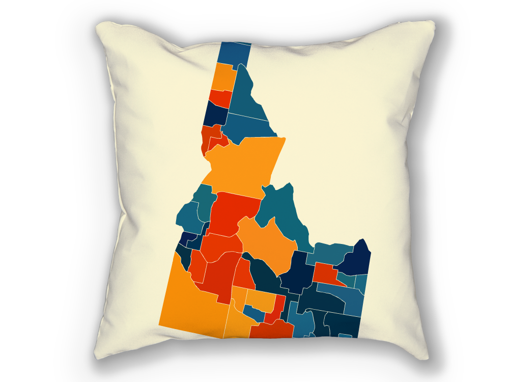 Idaho Map Pillow - ID Map Pillow 18x18