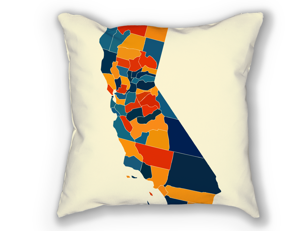 California Map Pillow - CA Map Pillow 18x18