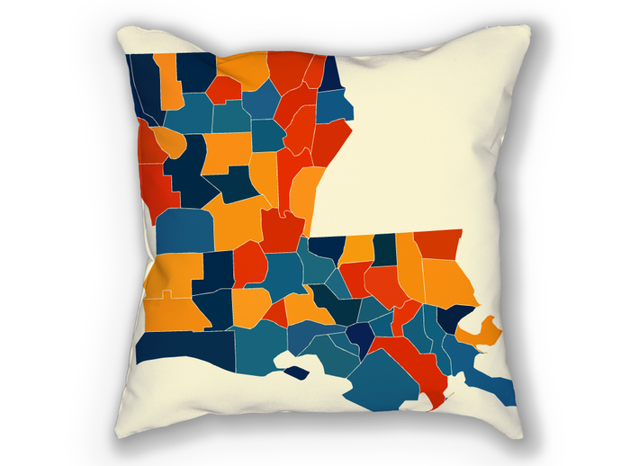 Louisiana Map Pillow - LA Map Pillow 18x18