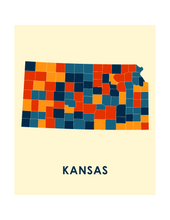 Charger l&#39;image dans la galerie, Affiche cartographique de Kansas - Style Chroma
