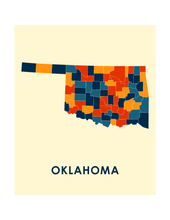 Charger l&#39;image dans la galerie, Affiche cartographique de Oklahoma - Style Chroma
