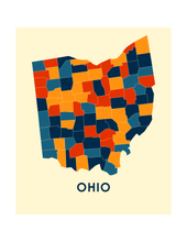 Charger l&#39;image dans la galerie, Affiche cartographique de Ohio - Style Chroma
