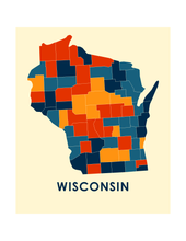 Load image into Gallery viewer, Wisconsin Map Print - Full Color Map Poster
