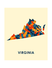 Load image into Gallery viewer, Virginia Map Print - Full Color Map Poster
