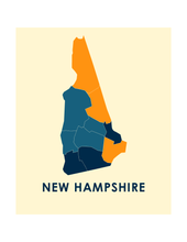 Charger l&#39;image dans la galerie, Affiche cartographique de New Hampshire - Style Chroma
