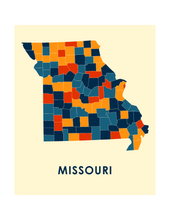 Charger l&#39;image dans la galerie, Affiche cartographique de Missouri - Style Chroma
