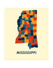 Charger l&#39;image dans la galerie, Affiche cartographique de Mississippi - Style Chroma
