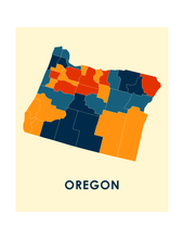 Charger l&#39;image dans la galerie, Affiche cartographique de Oregon - Style Chroma
