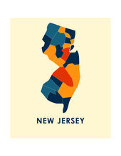 Charger l&#39;image dans la galerie, Affiche cartographique de New Jersey - Style Chroma
