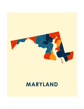 Charger l&#39;image dans la galerie, Affiche cartographique de Maryland - Style Chroma
