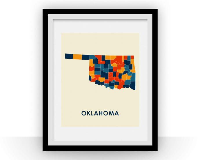 Oklahoma Map Print - Full Color Map Poster