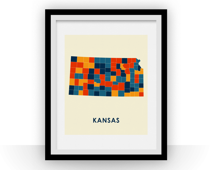 Kansas Map Print - Full Color Map Poster