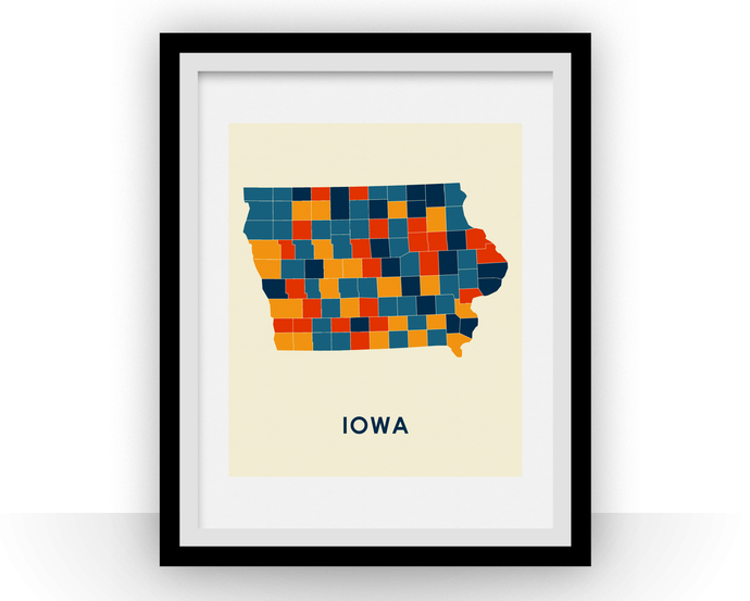 Iowa Map Print - Full Color Map Poster