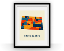 Charger l&#39;image dans la galerie, North Dakota Map Print - Full Color Map Poster
