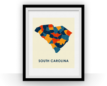 Charger l&#39;image dans la galerie, South Carolina Map Print - Full Color Map Poster
