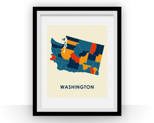 Load image into Gallery viewer, Washington Map Print - Full Color Map Poster
