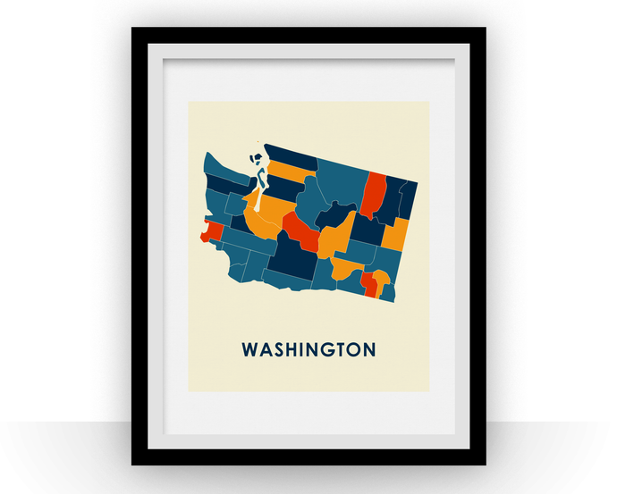 Washington Map Print - Full Color Map Poster