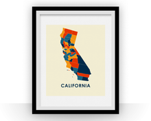 Charger l&#39;image dans la galerie, California Map Print - Full Color Map Poster
