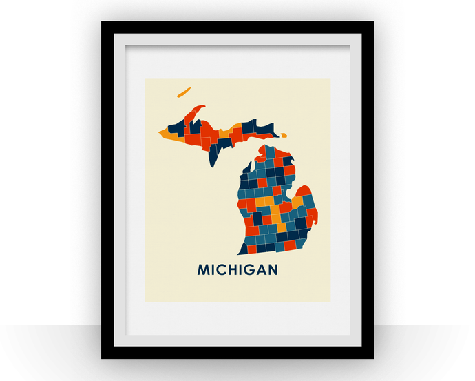 Michigan Map Print - Full Color Map Poster