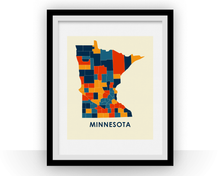 Charger l&#39;image dans la galerie, Minnesota Map Print - Full Color Map Poster
