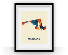 Charger l&#39;image dans la galerie, Maryland Map Print - Full Color Map Poster
