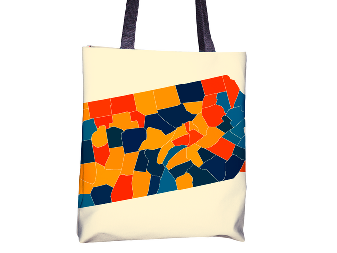 Pennsylvania Map Tote Bag - PA Map Tote Bag 15x15