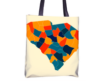 Charger l&#39;image dans la galerie, South Carolina Map Tote Bag - SC Map Tote Bag 15x15
