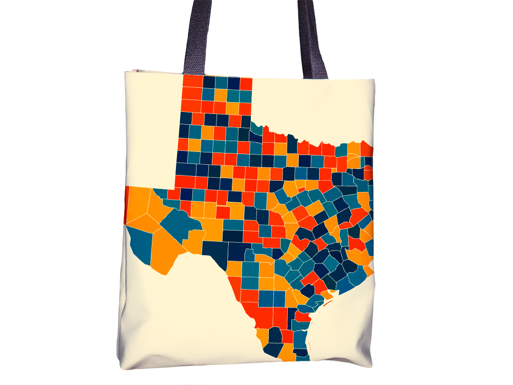 Texas Map Tote Bag - TX Map Tote Bag 15x15