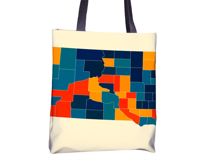 South Dakota Map Tote Bag - SD Map Tote Bag 15x15