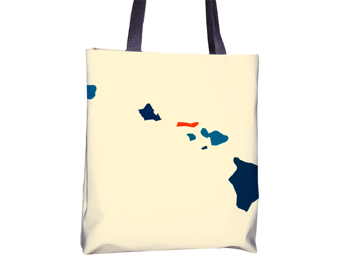 Hawaii Map Tote Bag - HI Map Tote Bag 15x15