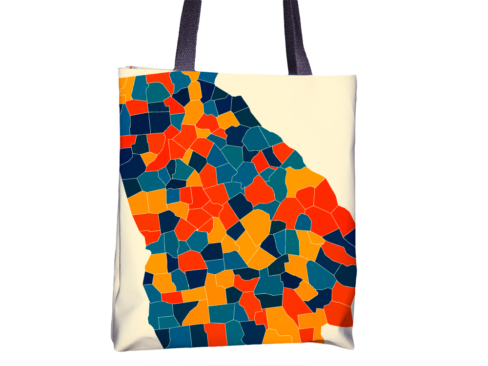 Georgia Map Tote Bag - GA Map Tote Bag 15x15