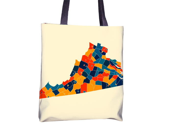Virginia Map Tote Bag - VA Map Tote Bag 15x15