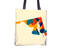 Load image into Gallery viewer, Maryland Map Tote Bag - MD Map Tote Bag 15x15
