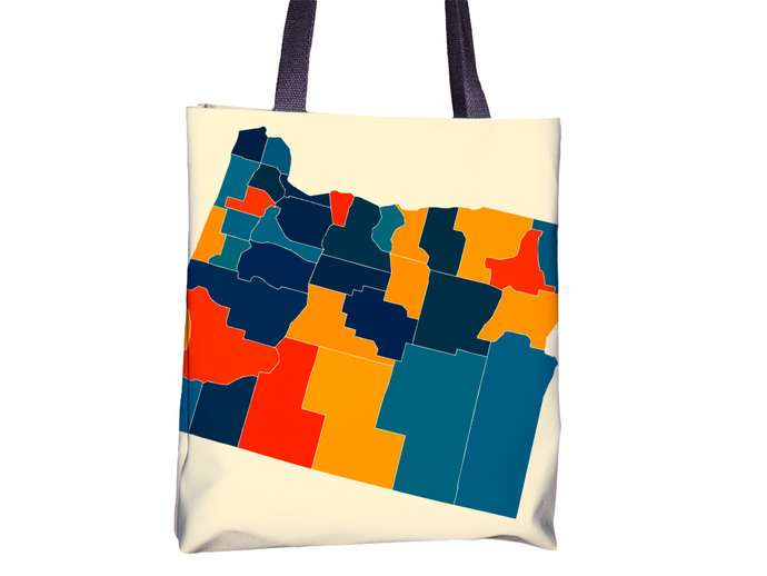Oregon Map Tote Bag - OR Map Tote Bag 15x15