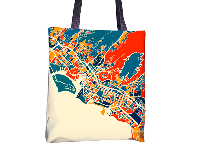 Honolulu Map Tote Bag - Hawaii Map Tote Bag 15x15