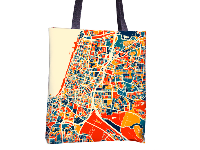 Tel Aviv Map Tote Bag - Israel Map Tote Bag 15x15