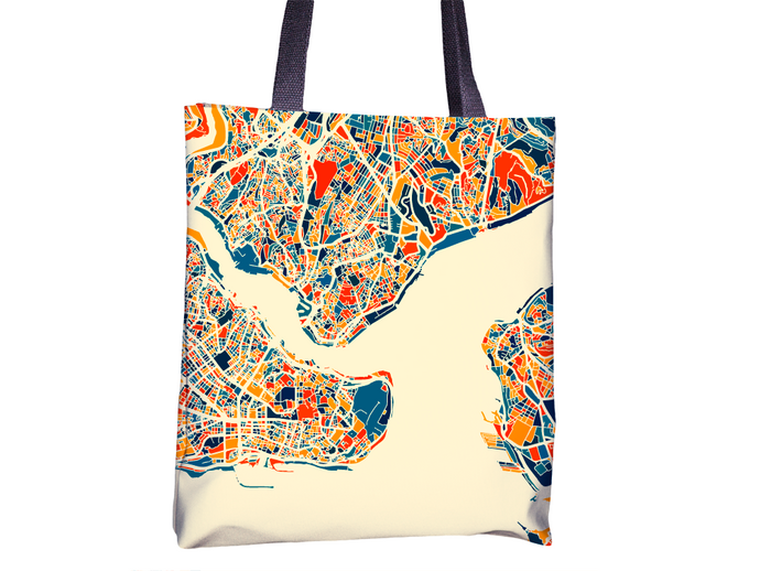 Istanbul Map Tote Bag - Turkey Map Tote Bag 15x15