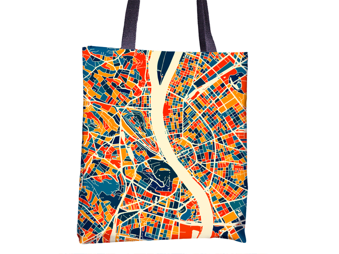 Budapest Map Tote Bag - Hungary Map Tote Bag 15x15