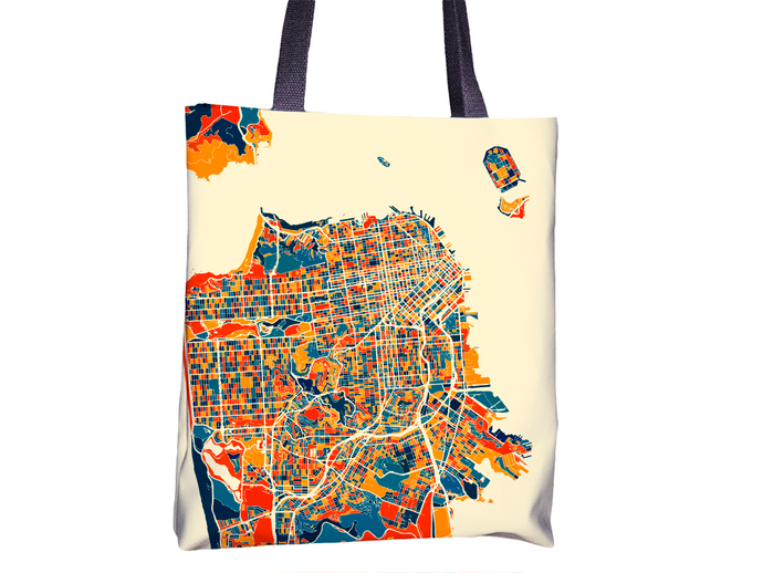 San Francisco Map Tote Bag - California Map Tote Bag 15x15