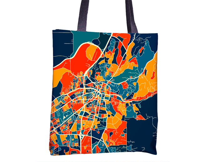 Santa Fe Map Tote Bag - New Mexico Map Tote Bag 15x15