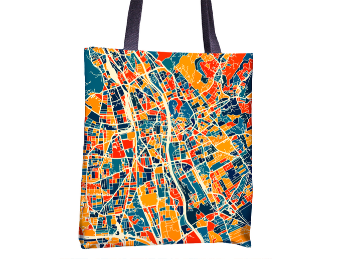 Graz Map Tote Bag - Austria Map Tote Bag 15x15